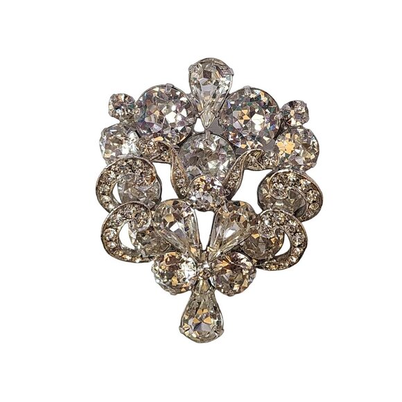 Vintage Weiss Signed Dimensional Sparkling Rhinestone Brooch (A4475) - Picture 1 of 5
